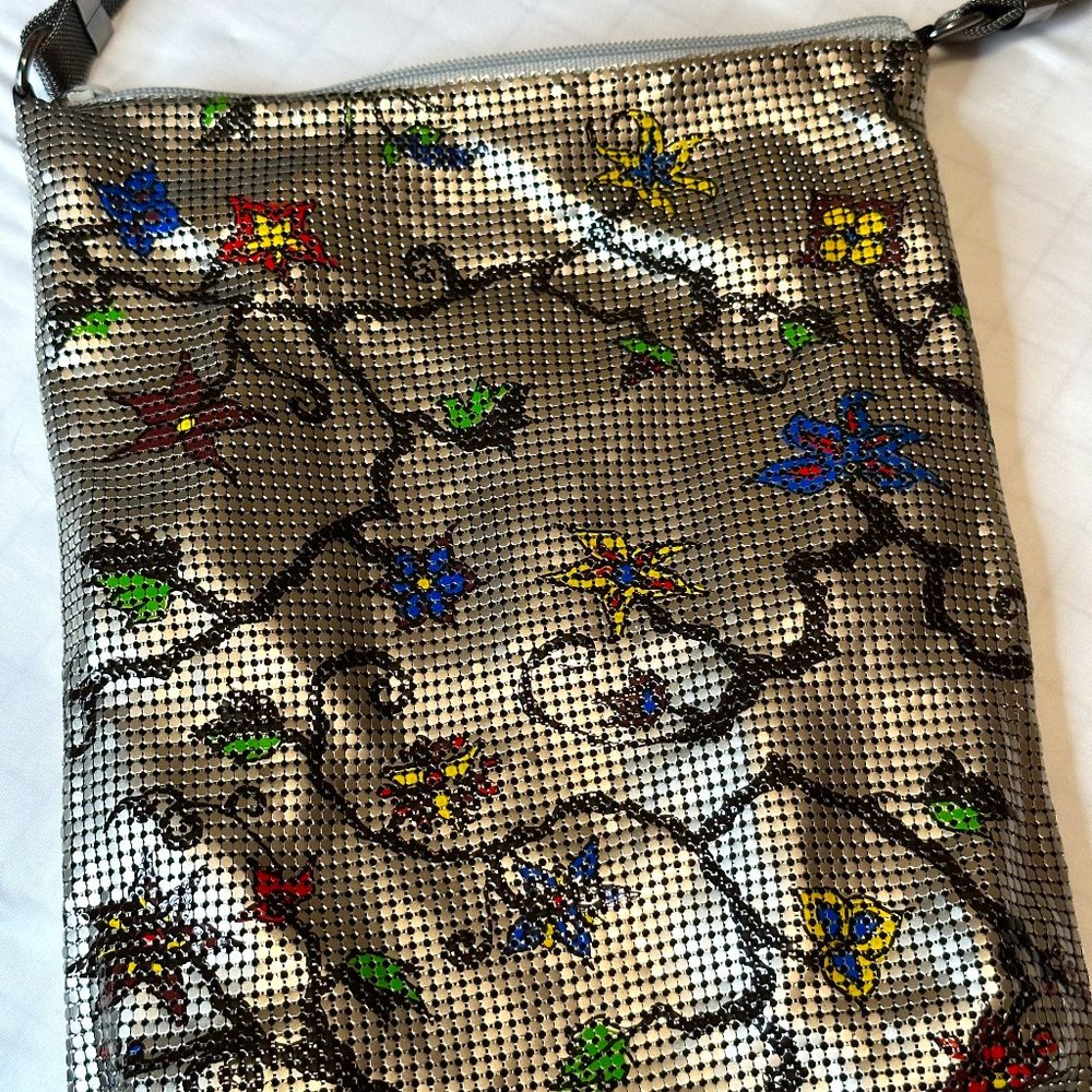 Vintage Whiting & Davis Floral Enameled Mesh Bag
